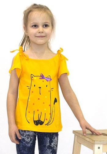 Состав:
Кулирка
	Футболка с аппликацией для девочек.