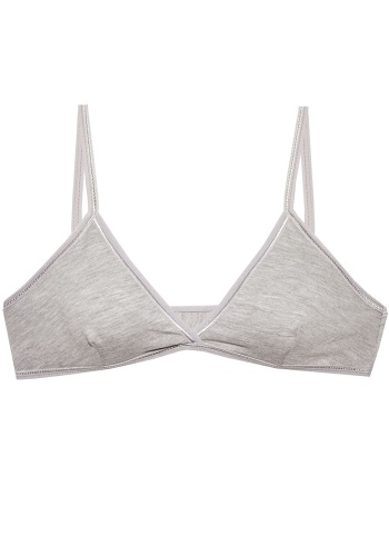 Состав:
Хлопок 87%
Полиэстер 8%
Эластан 5%
	Тканевый детский бюстгальтер для девочки с рисунком  на тонких бретельках с треугольными чашечками и выточками.