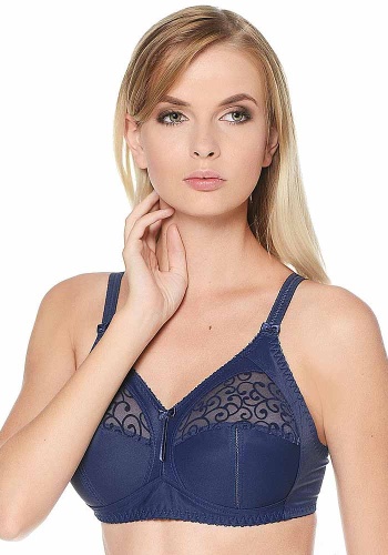 Состав:
Полиамид 65% 
Хлопок 20%
Эластан 15%
    Бюстгальтер из эластичного и неэластичного трикотажного полотна и эластичного сетчатого полотна с набивкой «флок». Без каркасов. Нижние детали чашек и центральная деталь бюстгальтера ламинированы 