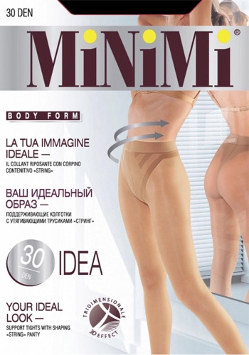 Состав:
Полиамид 84%, 
Эластан 16%
	Прозрачные матовые колготки трехмерной эластичности, плотностью 30 ден, с утягивающими трусиками-стрингами, ластовицей, плоскими швами и комфортным широким поясом.