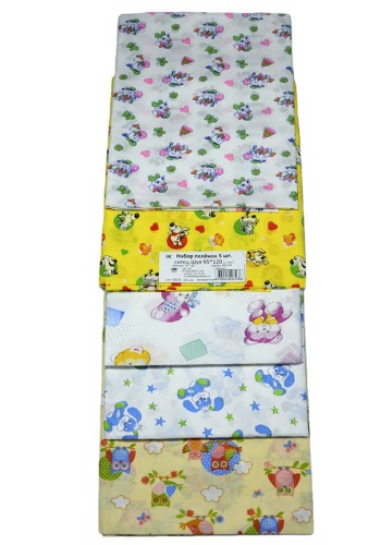 Состав:
Ситец
Хлопок 100%
	Набор пелёнок (5 штук). Цена указана за 1 штуку.
