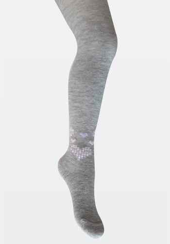 Состав: 
Хлопок 59%, 
Вискоза 15%,
Полиамид 24%, 
Эластан 2%
	Детские демисезонные колготки из меланжевой х/б пряжи в сочетании с вискозой, с компьютерным рисунком.