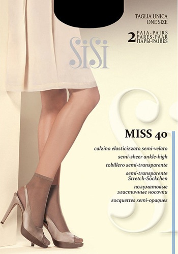 Состав:

Полиамид 89%
Эластан 11%

	Полупрозрачные шелковистые носки плотностью 40 ден, удобная резинка, невидимый мыс. В упаковке 2 пары.