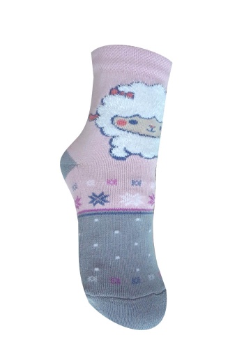 Состав:
Хлопок 67%
Полиамид 25%
Полипропилен 7%
Эластан 1%
	Зимние носки с плюшевым следом для девочек. Рисунок 