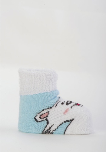 Состав: 
Хлопок 94%, 
Полиамид 5%, 
Эластан 1%
	Плюшевые носки для младенцев, без пятки.