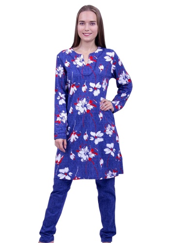 Состав: 
Хлопок 100% 
	Женский комплект. Состоит из длинной туники и брюк. 

Обратите внимание: расцветка товара на сайте может отличаться от фактической расцветки. Оптовый склад оставляет за собой право поставить товар любого цвета, который име