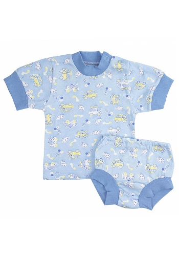 Состав:
Кулирка
Хлопок 100%
	Комплект ясельный. Состоит из двух предметов (футболка + трусики под памперс).