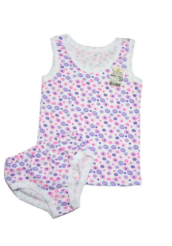 Состав:
Кулирка 
Хлопок 100%
	Комплект белья для девочек (майка + трусы).