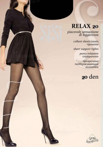 Состав: 

Полиамид 90%,
Эластан 10%

	Тонкие прозрачные эластичные колготки на каждый день с лёгким поддерживающим эффектом. С классической посадкой - на талии. Специально распределённое давление по ноге, большее внизу ноги в области голени и ослабев