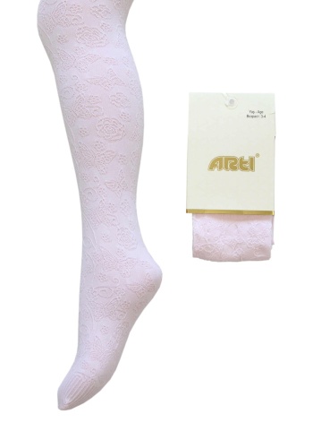 Состав:
Полиамид 90%
Эластан 10%
	Колготки для настоящей принцессы. Украшены густым тканым рисунком - цветочками и бабочками. Модель очень нежно, нарядно смотрится.