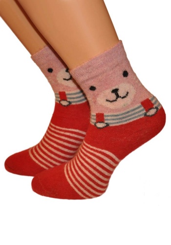 Состав: 
Ангора: 50%, 
Полиамид: 20%, 
Акрил: 30%.
	Теплые цветные детские носочки с добавлением ангоры, рисунок 