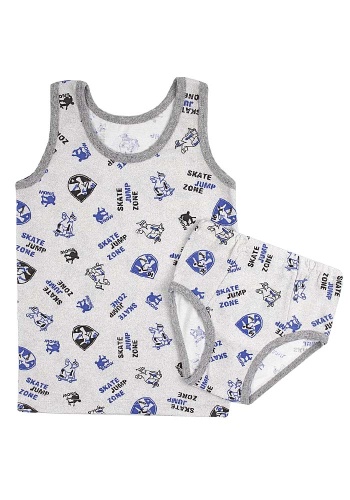 Состав:
Кулирка
Хлопок 100%
	Комплект ясельный для мальчика (майка + трусы).