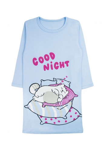 Состав:
Интерлок
Хлопок 100%
	Детская сорочка для девочки. Сорочка выполнена из однотонного материала и украшена спереди апликацией. Цвета и рисунки ассорти. 