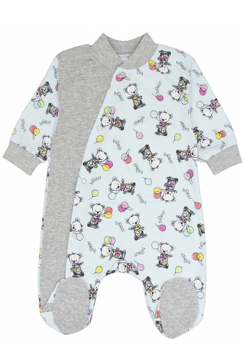 Состав:
Кулирка
Хлопок 100%
	Детский комбинезон на запах с пуговицами. Рисунок ассорти. 