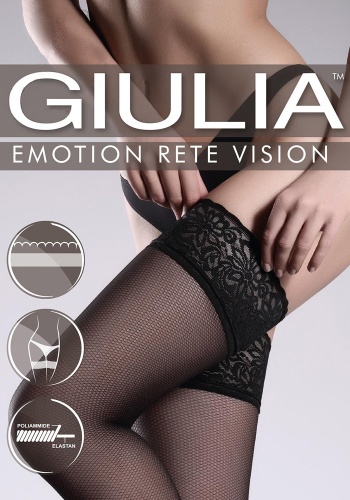 Состав:
Полиамид 83%
Эластан 17%
	Полупрозрачные чулки с эффектом тюля и оплетенным эластаном, плотностью 40 ден, с кружевной силиконовой резинкой шириной 8 см.