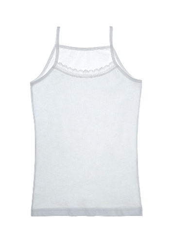 Состав:
Хлопок 100%
	Детская однотонная майка для девочки, ворот украшен кружевной вставкой. 