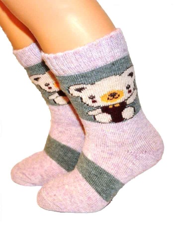 Состав:
Хлопок 75%
Полиамид 23%
Эластан 2%
	Детские носки ангора с рисунком 