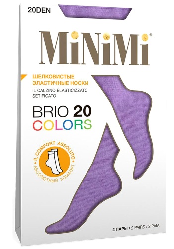 Состав: 
Полиамид 78%
Эластан 22%
	Тонкие цветные носки плотностью 20 ден, с укрепленным мыском. В конверте 2 пары.