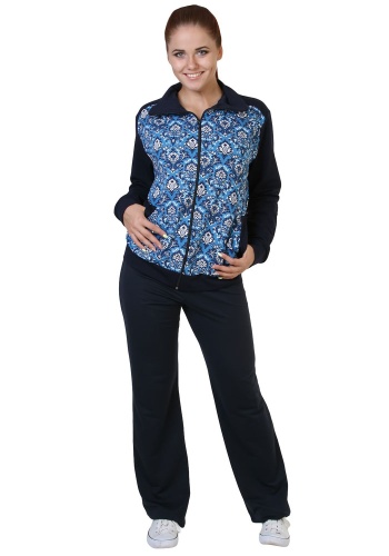 Состав:
Футер 
Основная ткань: ПЭ 70%, хлопок 15%, эластан 15%;
Отделочная ткань: Хлопок 72%, ПЭ 20%, эластан 8%
	Костюм женский 