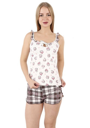 Состав:
Хлопок 100%
	Комплект состоит из шорт и топа на бретелях.Топ полуоблегающего силуэта,шорты свободного кроя.

Обратите внимание: расцветка товара на сайте может отличаться от фактической расцветки. Оптовый склад оставляет за собой право п