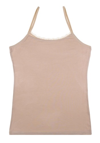 Состав:
Хлопок 95%
Эластан 5%
	Женская однотонная майка. Ворот украшен мелким кружевом. 