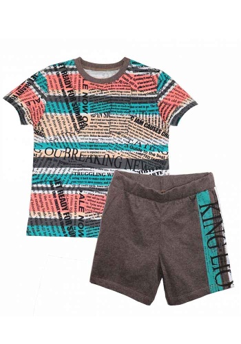 Состав:
Кулирка
Хлопок 100%
	Комплект для мальчика. Состоит из 2 предметов (футболка + шортики).