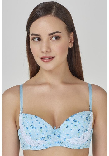 Состав:
Эластичное полотно
ПА 85%,
ПУ 15%
Кружево
ПА 90%,
ПУ 10%
	Бюстгальтер формы T-Shirt с формованной чашкой без Push-ap для всех размеров. Детали бюстгальтера выполнены из эластичного принтованного полотна и кружева. Чашка декорирована отл