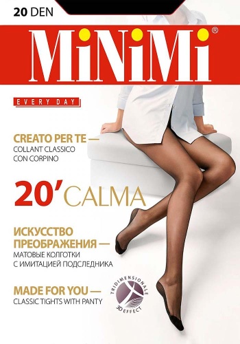 Состав:
Полиамид 84%
Эластан 16%
	Матовые колготки плотностью 20 den,  из мягкой микрофибры (нейлон 6.6) трехмерной эластичности 3D, с имитацией подследника, однородные по всей длине, с комфортным широким поясом, с гигиеничной хлопковой ластовицей,