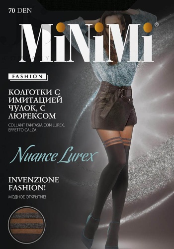 Состав:
Полиамид 78%
Эластан 20%
Люрекс 2%
     Эффектные эластичные колготки плотностью 70 ден из микрофибры с имитацией чулок, с плоским швом, гигиеничной ластовицей и укрепленным мыском. Модель украшена люрексом.