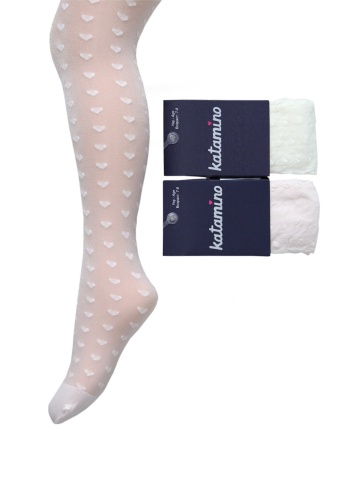 Состав:
Полиамид 90%
Эластан 10%
	Капроновые колготки, украшенные узором из сердечек. Материал прочный и эластичный. Пальчики модели дополнительно уплотнены. Модель имеет высокую посадку, плоские удобные швы.