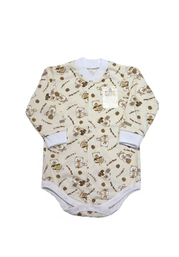 Состав:
Кулирка
Хлопок 100%
	Боди на кнопках, с длинным рукавом на манжете.