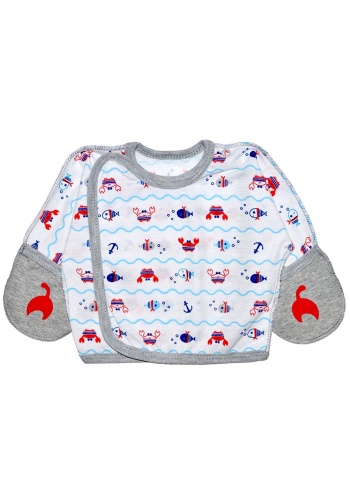 Состав:
Кулирка
Хлопок 100%
	Детская распашонка с царапками, с аппликацией. 