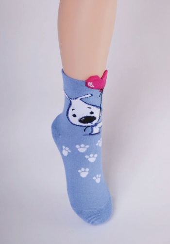 Состав: 
Хлопок 80%, 
Полиамид 19%,  
Эластан 1%
	Детский носок с элементами 3d рисунка. Плюшевый след.