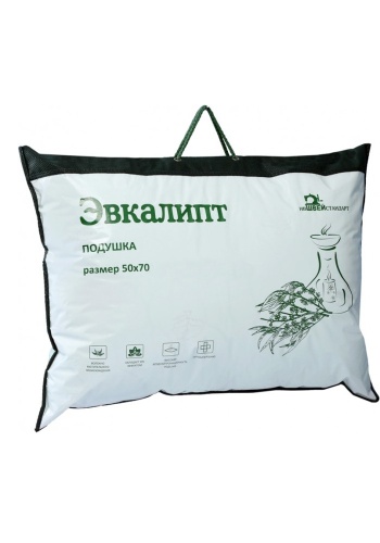 Состав: 
Полиэстер,
Хлопок
	Чехол стеганый с эвкалиптовым волокном плотностью 150г/м2.
	Ткань хлопок, п/э, 
	Наполнитель ядра подушки высокосиликонизированное микроволокно.
Размер:
50х70, 70х70
