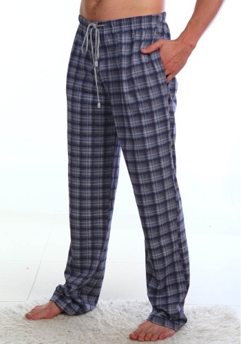 Состав: 

Кулирка 
Хлопок 100% 

	Легкие мужские брюки в клеточку, с завязкой на талии.