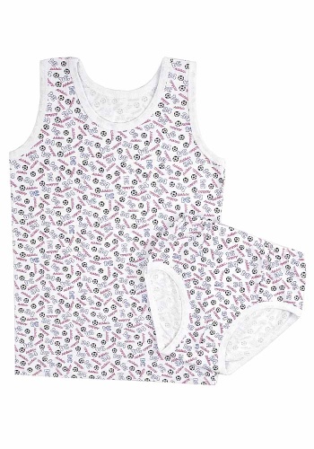 Состав:
Кулирка
Хлопок 100%
	Детский комплект для мальчика (майка + трусы). 