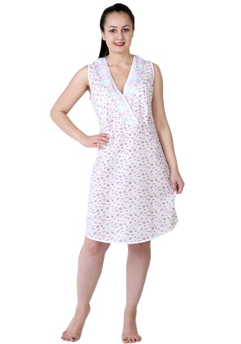 Состав:
Хлопок 100%
	Сорочка ночная женская. Полочка с подрезом по груди, вырез горловины V глубокий украшен кружевом - шитье. Низ фигурный. Проймы рукава, горловина, низ изделия окантованы.

Обратите внимание: расцветка товара на сайте может от