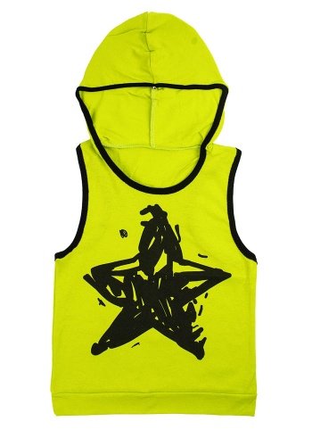 Состав:
Кулирка
Хлопок 100%
	Майка для мальчика с капюшоном, с аппликацией.