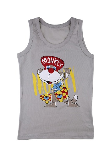 Состав:
Хлопок 95%
Эластан 5%
	Детская майка из однотонного полотна с ярким рисунком. 