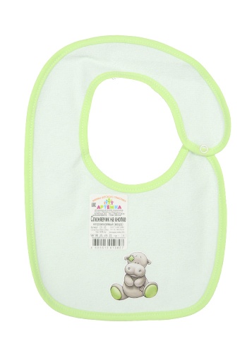 Состав:
Махра
Хлопок 100%
     Детский непромокаемый слюнявчик на кнопке. Украшен апликацией. 