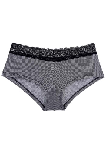 Состав:
Вискоза 95%
Эластан 5%
	Трусики слип в мелкую полоску с великолепной кружевной резиночкой.