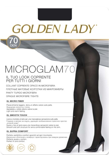 Состав:
Полиамид 95%,
Эластан 5%
	Матовые непрозрачные колготки из мягкой микрофибры, парфюмированные, плотностью 70 ден, с широким поясом и гигиеничной ластовицей.