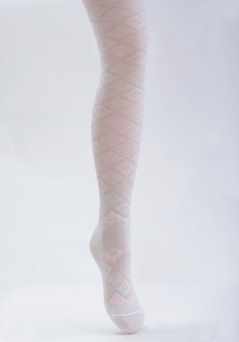 Состав: 
Хлопок 71%, 
Полиамид 27%, 
Эластан 2%
	Ажурные колготки с люрексом, для каждого размера индивидуальный рисунок.