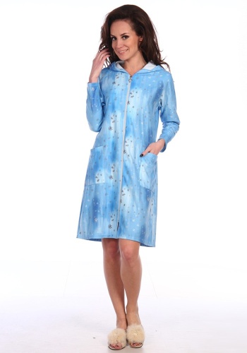 Состав: 
Флис
Полиэстер 100% 
	Женский халат с капюшоном на молнии из ткани 