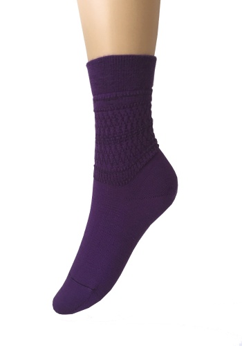 Состав:
Шерсть 23%
ПАН 53%
Полиамид 21%
Эластан 3%
	Полушерстяные гладкие женские носки с рельефным рисунком на паголенке.