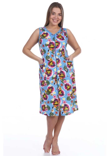 Состав: 
Хлопок: 100%.
	Удобный халат на молнии, накладные карманы.