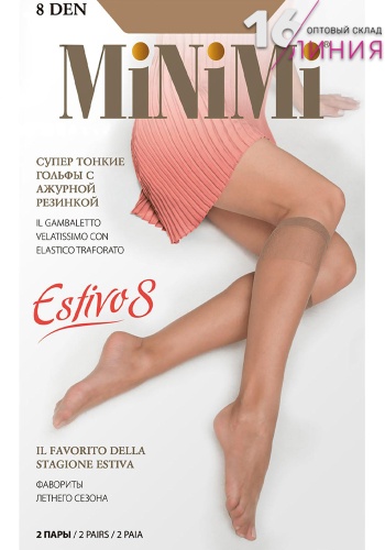 Состав:
Полиамид 84%
Эластан 16%
	Ультратонкие шелковистые гольфы с оплетенным эластаном, плотностью 8 ден, с невидимым мыском и комфортной ажурной резинкой.