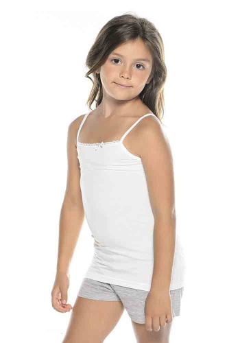 Состав:
Хлопок 95%
Эластан 5%
	Детская майка для девочек. 