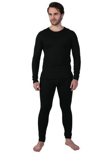 Состав:
Рибана с начесом
Хлопок 51% 
ПЭ 45% 
Эластан 4%
	Комплект  состоит из фуфайки и кальсон. Фуфайка плотно облегающего силуэта. Рукав полуреглан на манжете. Низ изделия фигурный. Кальсоны анатомического кроя, внизу на манжете. Все изделие вы