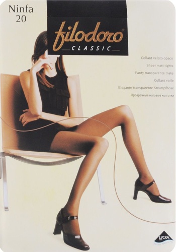 Состав:
Полиамид 79%,
Эластан 21%
	Тонкие прозрачные шелковистые матовые колготки с лайкрой, однородные по всей длине, с ластовицей, укрепленым носком и сформированной стопой.